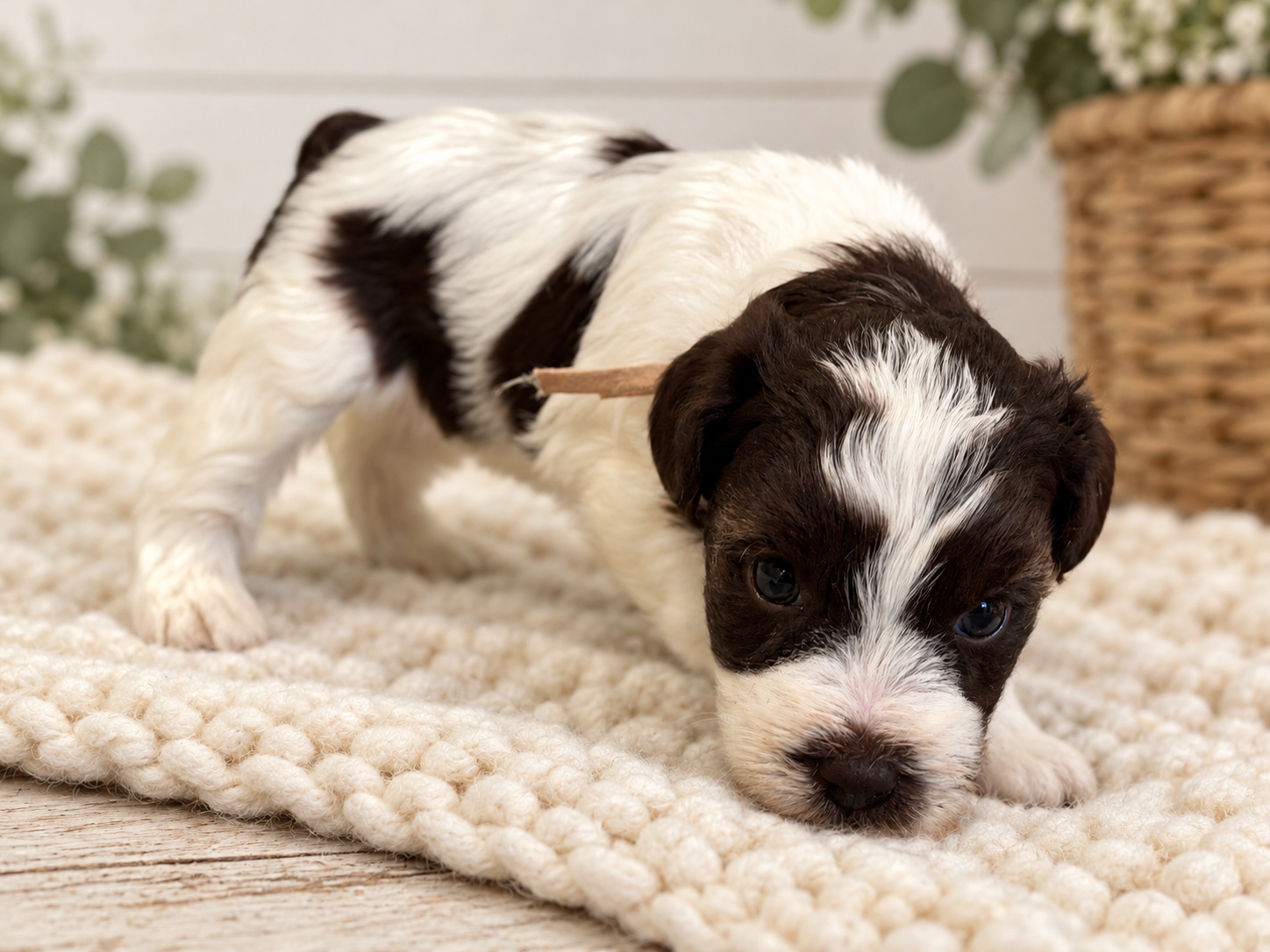 Lola, Liver parti Miniature Schnauzer puppy (available)